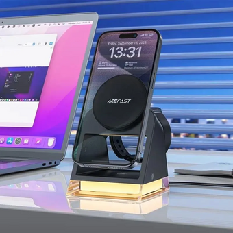  Автодержатель ACEFAST E17 desktop 3-in-1 wireless charging holder Black 