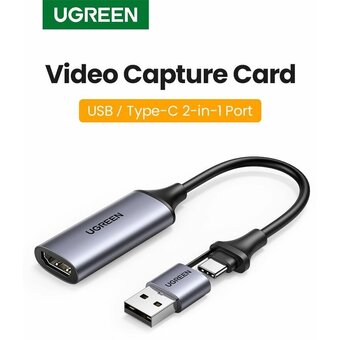  Видеозахват UGREEN CM489 40189 USB 1080P Video Capture Device Grey 