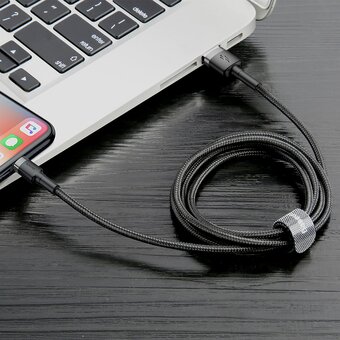  Дата-кабель Baseus Cafule (CALKLF-AG1) USB For iP 2.4A 0.5m Gray+Black 