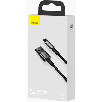  Дата-кабель Baseus CALWJ-A01 Tungsten Gold Fast Charging Data Cable USB to iP 2.4A 2m Black 