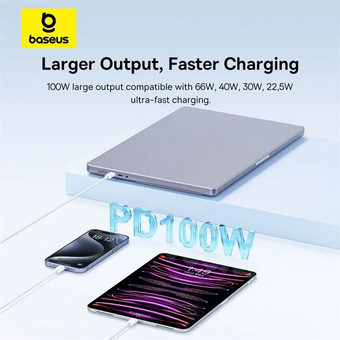  Дата-кабель Baseus P10365200211-03 Superior Series 2 Fast Charging Data Cable Type-C to Type-C 100W 1m Moon White 