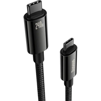  Дата-кабель Baseus CAWJ040001 Tungsten Gold Fast Charging Data Cable Type-C to Type-C 240W 1m Black 