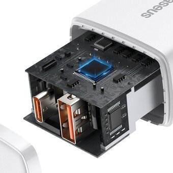  СЗУ Baseus CCXJ-B02 Compact Quick Charger USB-C+USB-A 20W EU White 