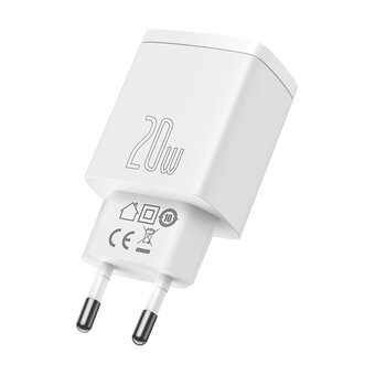  СЗУ Baseus CCXJ-B02 Compact Quick Charger USB-C+USB-A 20W EU White 