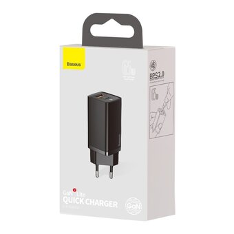  СЗУ Baseus GaN2 CCGAN2L-B01 Lite Quick Charger C+U 65W EU Black 