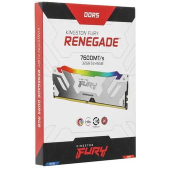  ОЗУ Kingston Fury Renegade KF576C38RWAK2-32 DDR5 - 2x 16ГБ 7600МГц, DIMM, White, Ret 