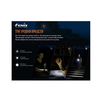  Фонарь Fenix E01V20Bk черный 