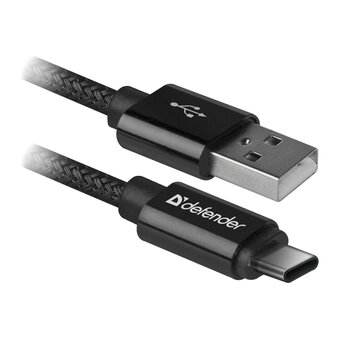  Кабель Defender 87814 USB2.0, AM-Type-C, 1m, 2.1A Черный 