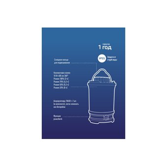  Фонарь кемпинговый КОСМОС KOS604Lit аккум/10ВтLED/съемн Li-ion18650 2х2200mAh/Power-bank/USB-шнур 