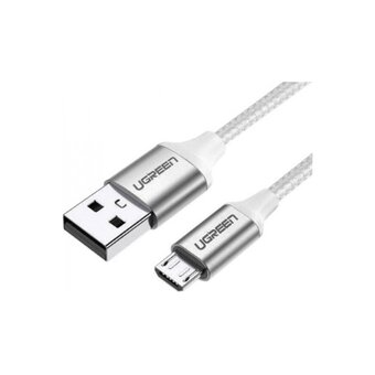  Кабель UGREEN US290 60153 USB 2.0 A to Micro USB Cable Nickel Plating Aluminum Braid 2m White 