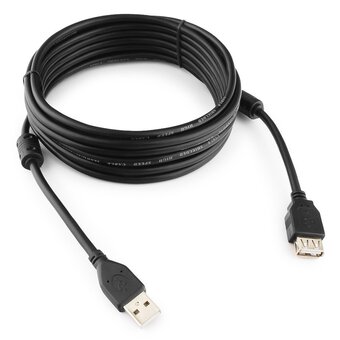  Кабель Gembird Cablexpert CCF2-USB2-AMAF-15 USB 2.0 Pro, AM/AF, 4.5м, экран, 2феррит.кольца, черный, пакет 