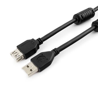  Кабель Gembird Cablexpert CCF2-USB2-AMAF-15 USB 2.0 Pro, AM/AF, 4.5м, экран, 2феррит.кольца, черный, пакет 