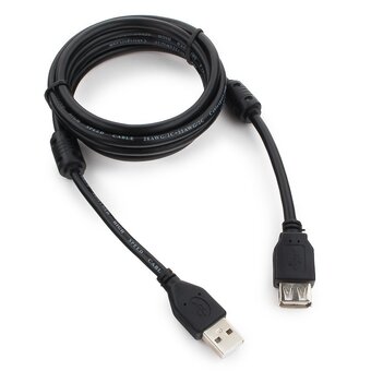  Кабель Gembird Cablexpert CCF2-USB2-AMAF-15 USB 2.0 Pro, AM/AF, 4.5м, экран, 2феррит.кольца, черный, пакет 