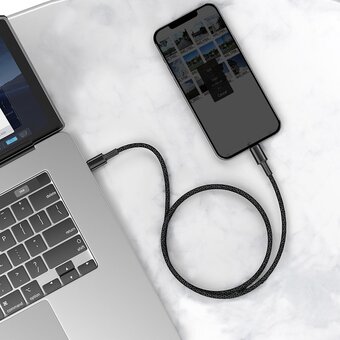  Дата-кабель Baseus (CATLGD-01) High Density Braided Fast Charging Type-C to iP PD 20W 1m Black 