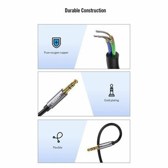  Кабель UGREEN AV118 10595 3.5mm Male to 3.5mm Female Extension Cable 3m Black 