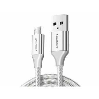  Кабель UGREEN US290 60153 USB 2.0 A to Micro USB Cable Nickel Plating Aluminum Braid 2m White 