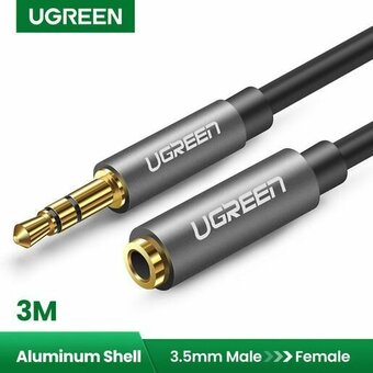  Кабель UGREEN AV118 10595 3.5mm Male to 3.5mm Female Extension Cable 3m Black 
