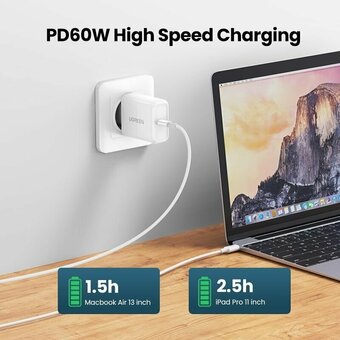  Кабель UGREEN US264 60520 USB-C 2.0 Male To USB-C 2.0 Male 3A Data Cable 2m White 