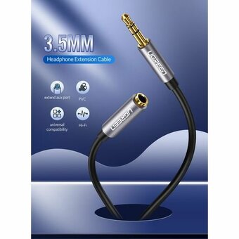  Кабель UGREEN AV118 10595 3.5mm Male to 3.5mm Female Extension Cable 3m Black 