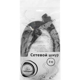  Кабель питания Cablexpert PC-186-1-3M Schuko- C13 3x1кв.мм 3м черный 