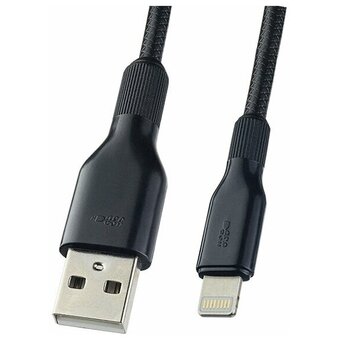  Кабель для iPhone PERFEO I4318 USB-8 PIN Lightning силикон, черный, 1м 