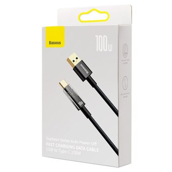  Дата-кабель Baseus Explorer (CATS000301) Auto Power-Off Fast Charging USB to Type-C 100W 2m Black 