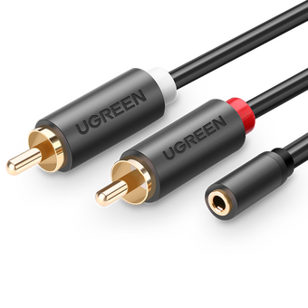  Кабель UGREEN AV102 10510 3.5mm Male to 2 RCA Male Audio Cable 2m Gray 