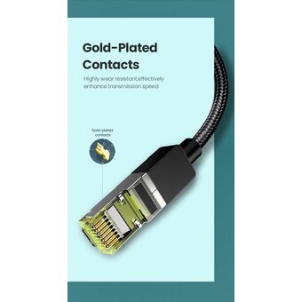  Кабель UGREEN NW150 80423 CAT7 Shielded Round Cable with Braided Modular Plugs 2m Black 
