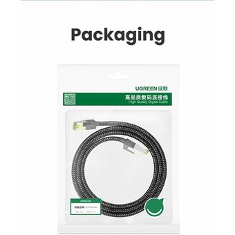  Кабель UGREEN NW150 80423 CAT7 Shielded Round Cable with Braided Modular Plugs 2m Black 