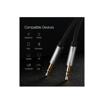  Кабель UGREEN AV119 10736 3.5mm Male to 3.5mm Male Cable 3m Black 