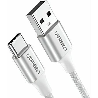  Кабель UGREEN US288 60130 USB-A 2.0 to USB-C Cable Nickel Plating Aluminum Braid 0.5m White 