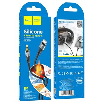  Аудио-адаптер HOCO UPA22 Type-C silicone digital audio conversion cable черный 