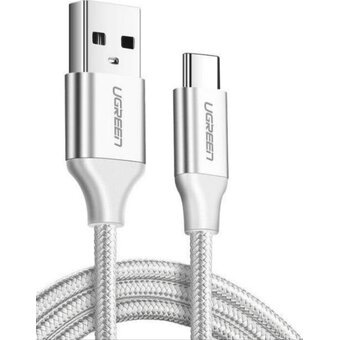 Кабель UGREEN US288 60130 USB-A 2.0 to USB-C Cable Nickel Plating Aluminum Braid 0.5m White 