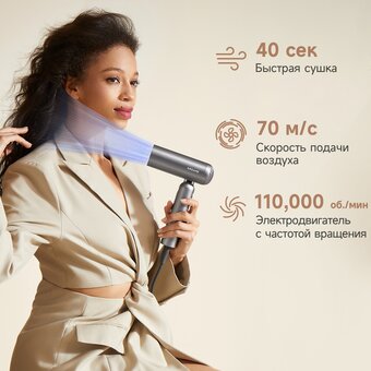  Фен DREAME Pocket High-speed AHD51 Space gray дорожный 