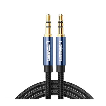  Кабель UGREEN AV112 10687 3.5mm Male to 3.5mm Male Cable Gold Plated Metal Case with Braid 2m Blue 