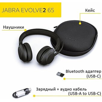  Наушники с микрофоном Jabra Evolve2 65 Link380c MS черный (26599-999-899) 