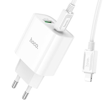  СЗУ HOCO C80A Plus Rapido PD20W, QC3.0, Type-C + lightning (белый) 