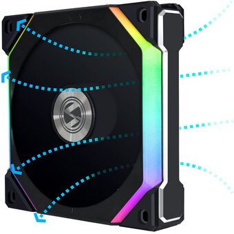  Вентилятор Lian Li Uni Fan SL120 V2 Reverse Black /UF-RSL120V2-1B/ (G99.12RSLV21B.R0) 120x120x28мм (PWM, ARGB, 250-2000 об/мин, 29.2dBa) 