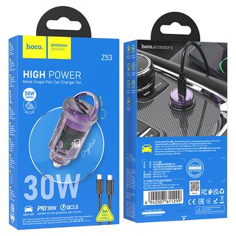  АЗУ HOCO Z53 Sight single port PD30W car charger set (Type-C + Type-C) фиолетовый 