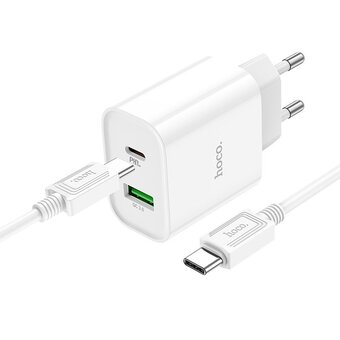  СЗУ HOCO C80A Plus Rapido PD20W+QC3.0 Type-C + Type-C (белый) 