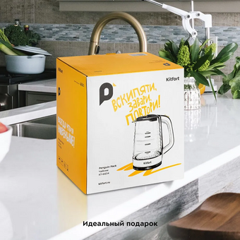  Электрочайник KitFort КТ-6634 белый и черный 