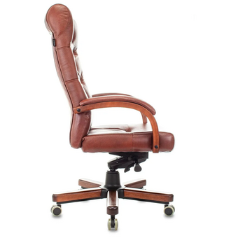  Кресло руководителя Бюрократ T-9928WALNUT светло-коричневый Leather Eichel кожа крестов. металл/дерево 