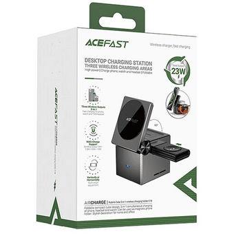  СЗУ ACEFAST E18 Rubik's Cube 3-in-1 wireless charging holder metal gray 