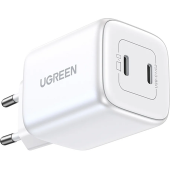 Зарядное устройство UGREEN CD294 (15327) Nexode Mini USB-C+USB-C 45W PD GaN Fast Charger EU White 