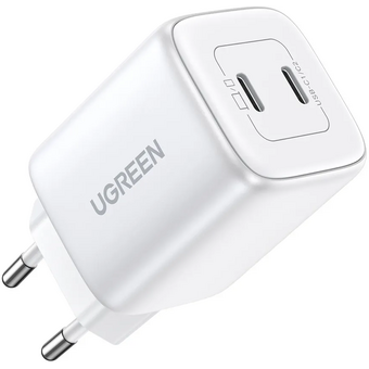  Зарядное устройство UGREEN CD294 (15327) Nexode Mini USB-C+USB-C 45W PD GaN Fast Charger EU White 