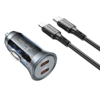  АЗУ BOROFONE BZ26B Discovery PD45W2C car charger set C to iP синий 