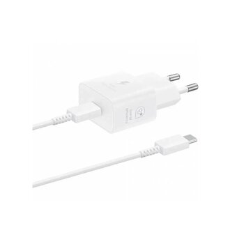  Сетевое зарядное устройство SAMSUNG EP-T2510XWEGEU 25W + кабель белый 