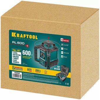  Лазерный нивелир KRAFTOOL RL600 (34600 z01) ротационный 