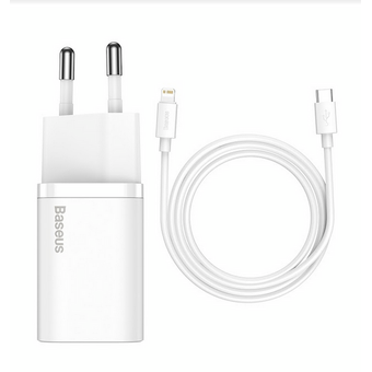  СЗУ Baseus Super Si TZCCSUP-B02 Quick Charger 1C 20W EU Sets Cable Type-C to iP 1m White 