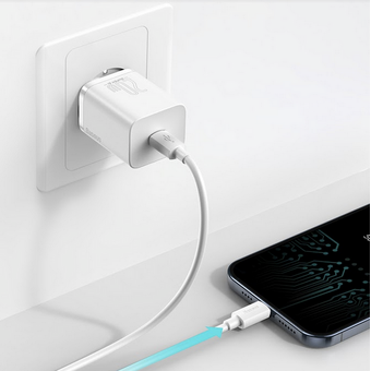  СЗУ Baseus Super Si TZCCSUP-B02 Quick Charger 1C 20W EU Sets Cable Type-C to iP 1m White 